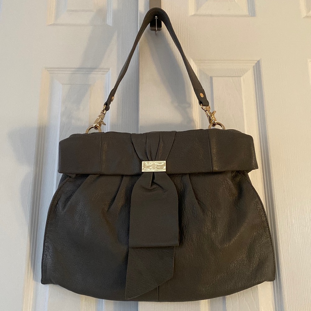 Bill Blass Dark Grey Leather Shoulder Bag